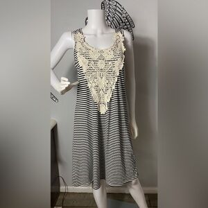 Tea n Rose black and white striped dress, size M